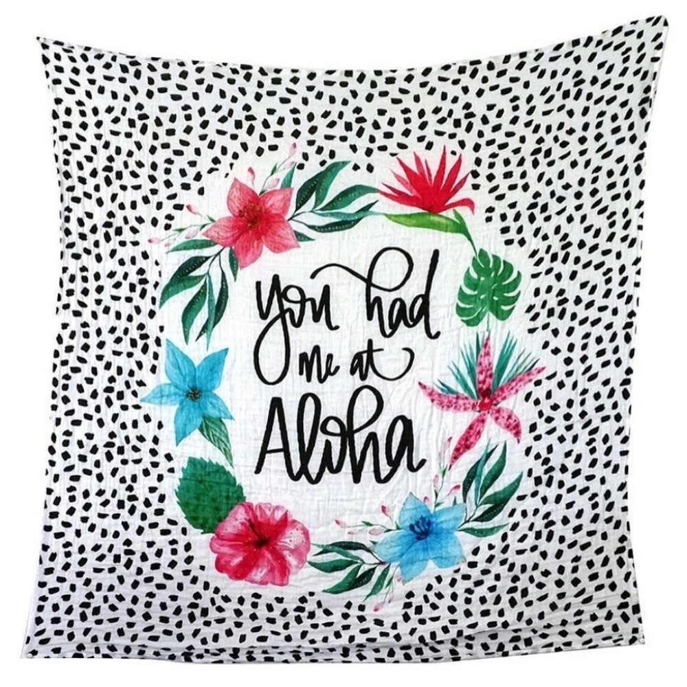 Sweet Sweet Honey Hawaii "you had me at Aloha" cotton muslin swaddle new
